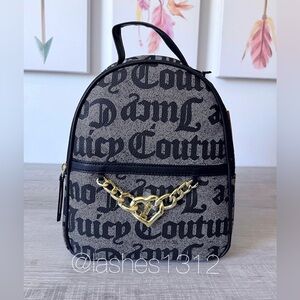JUICY COUTURE Purse Change of Heart Backpack Bag - Black Beige Logo